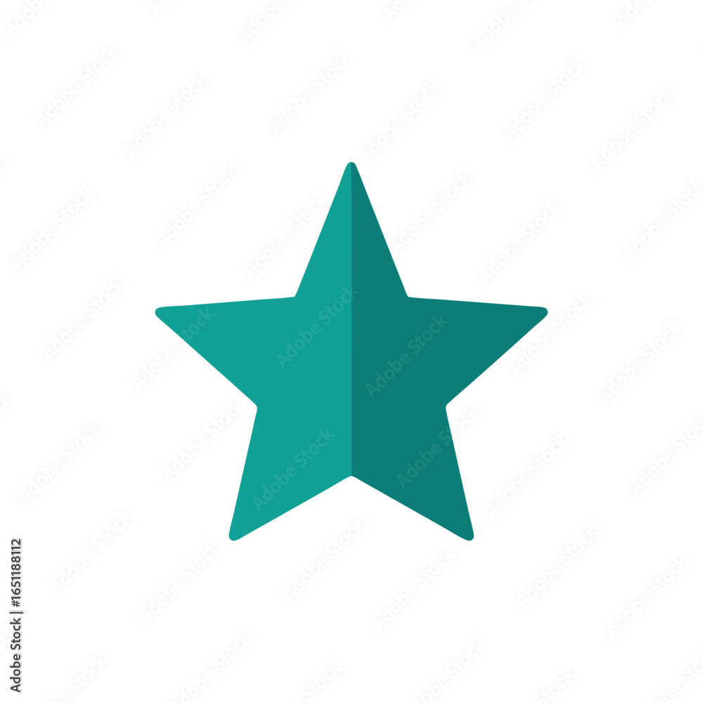 Obraz premium Simple Teal Star Icon on White Background for Design Projects and User Interfaces