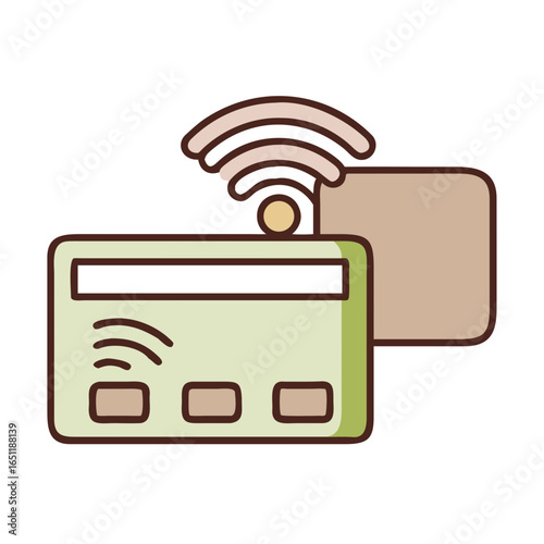 Bank Card with WiFi Contactless Signal Icon Design | Digital Payment Concept
