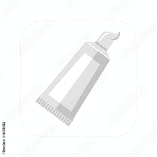 Minimalist vector graphic showcasing a tube of toothpaste on a clean white backdrop for design 3d