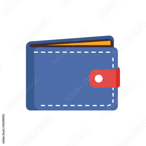 Stylized Blue Wallet with Red Clasp and Visible Interior Lining Displaying Financial Accessory