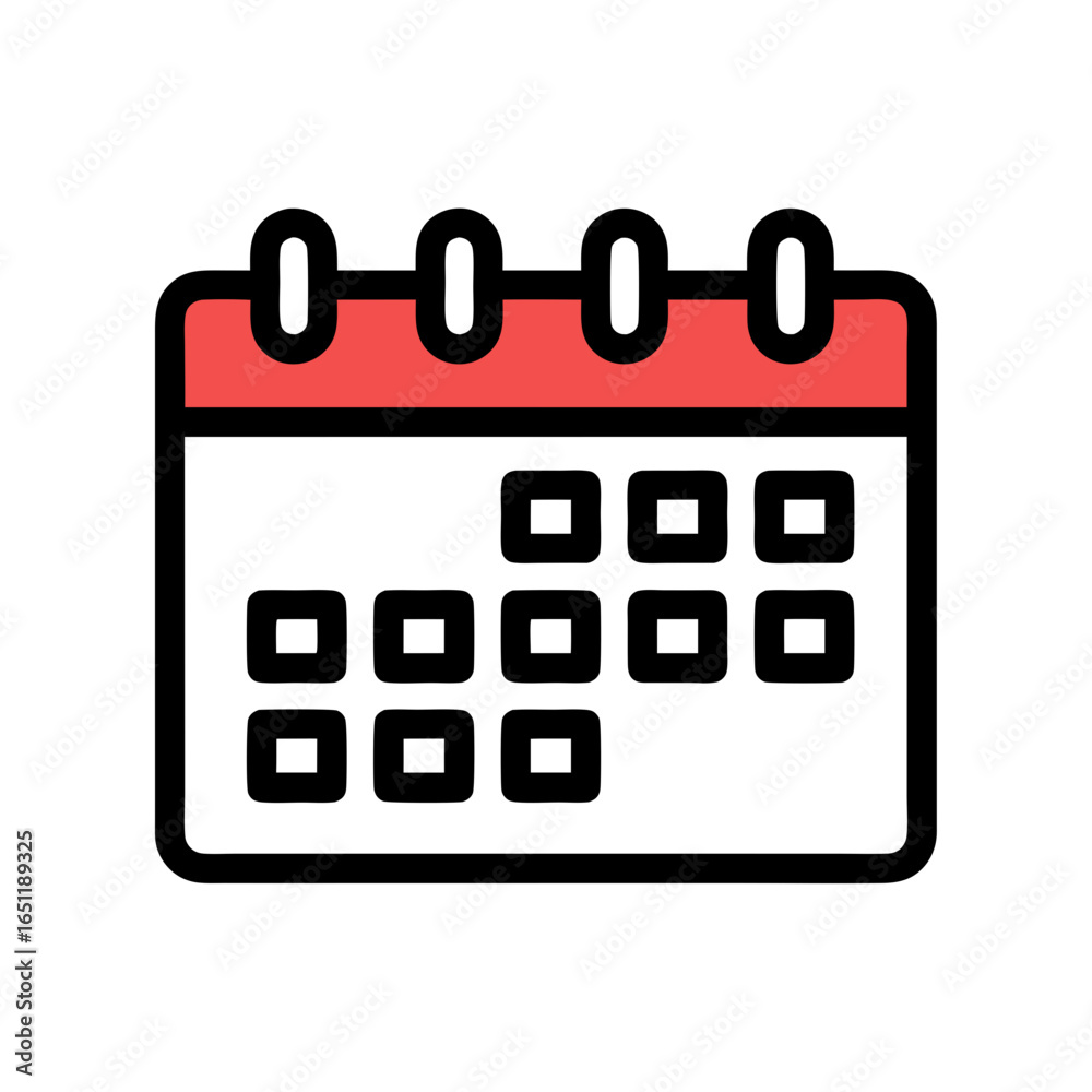 Stylized calendar icon with a bold outline and clear date markers for scheduling or planning matters Stylized calendar icon with a bold outline and clear date markers for scheduling or planning matters