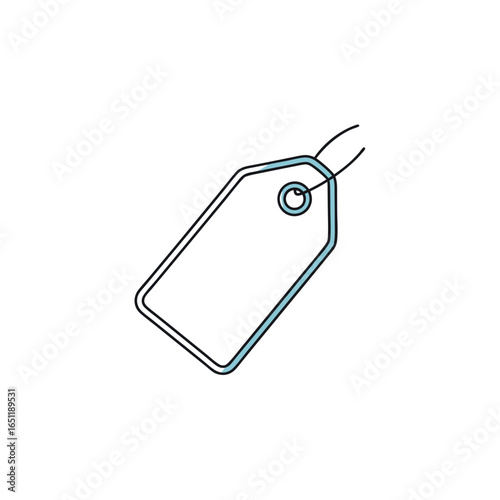 Simple price tag illustration with delicate line work and soft teal accents offers clarity and minimalist charm