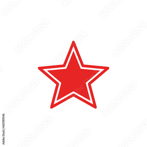 Crimson stellar emblem with pristine outline against a backdrop of absolute white serenity
