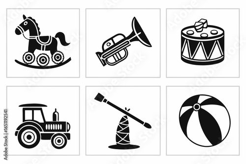 Various toys isolated on white background