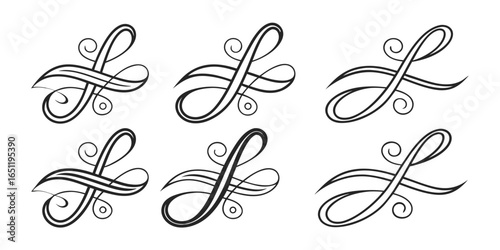 Decorative swirls isolated on white background