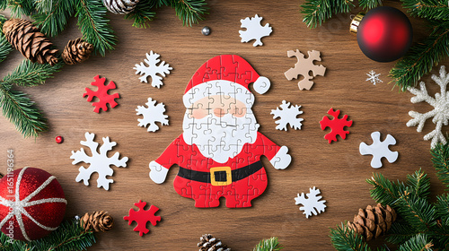 Jigsaw Puzzle Featuring Santa Claus Amidst Christmas Trees