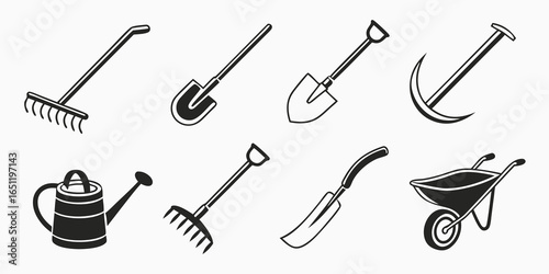 Gardening tools isolated on white background