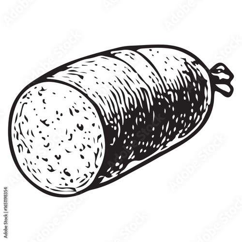 Sausage salami deli meat hand-drawn vintage engraving