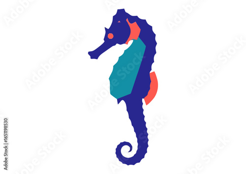 Stylized seahorse in vibrant colors, representing marine life and uniqueness