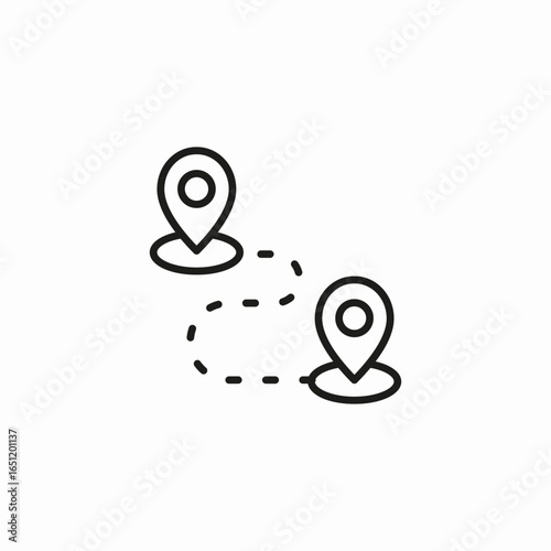 dotted route map pin  icon sign vector
