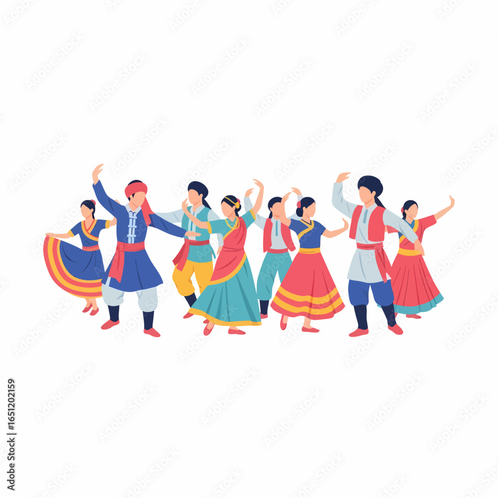 Obraz premium Colorful Group of People in Traditional South Asian Dance Attire.