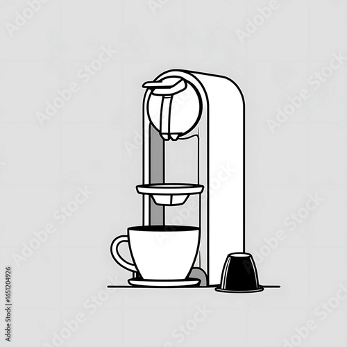 Modern coffee machine brewing fresh espresso for a quick morning energy boost at home or work