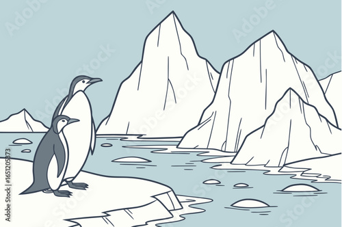 Isolated Arctic icebergs drifting in Greenland’s frigid waters