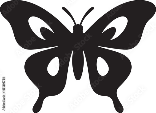 Butterfly silhouette with open wings insect, Black butterfly flying insect vector design