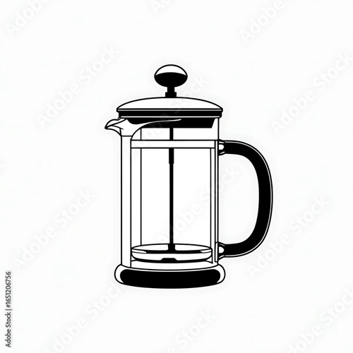 Professional French press coffee maker design, perfect for cafes or home brewing enthusiasts