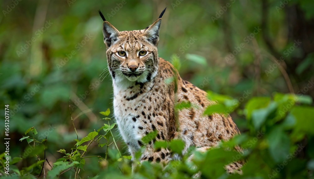 Obraz premium Lynx in lush forest