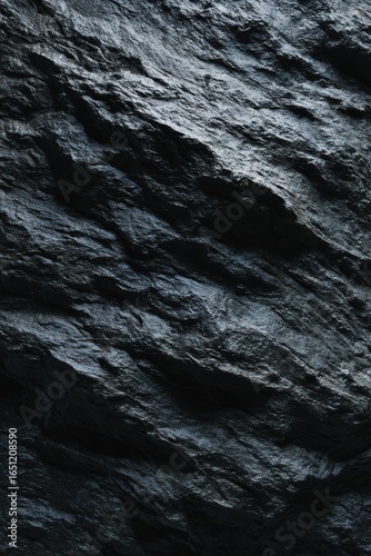 Dark and Textured Rock Surface with Subtle Highlights and Deep Shadows
