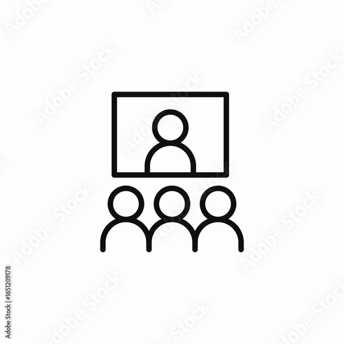 audience watching screen icon sign vector