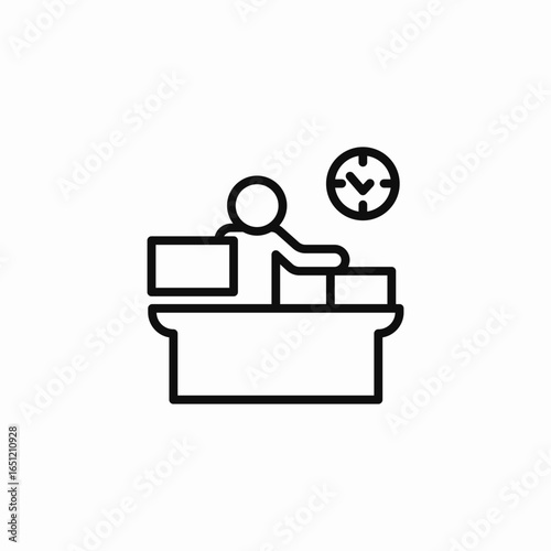office work desk icon sign vector