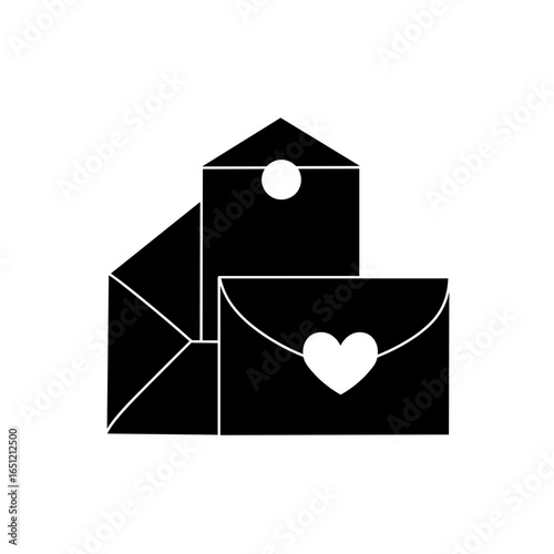 Collection of love letters in decorative envelopes for Black Friday  