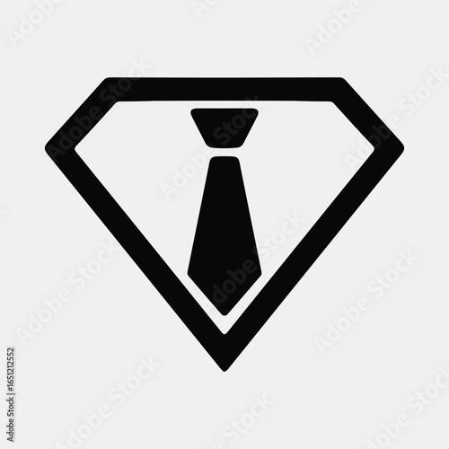 Silhouette superhero identity business tie within diamond shield vector illustration
