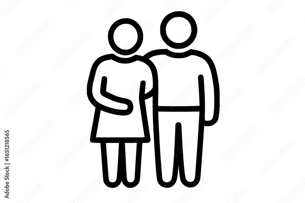 Fototapeta premium Abstract Couple Line Icon Illustrating Partnership and Relationship 