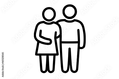 Abstract Couple Line Icon Illustrating Partnership and Relationship
