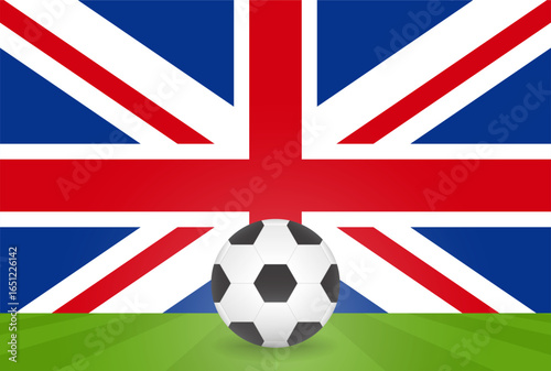 Flag of United Kingdom with Soccer Ball. Football Championship Concept. Vector Illustration.