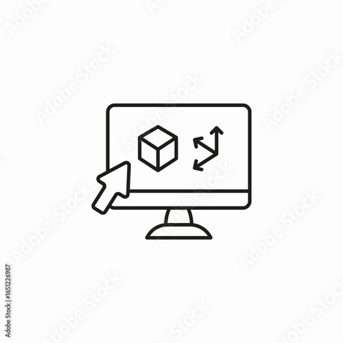 3d modeling software icon sign vector
