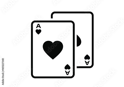 Vector illustration of ace of hearts playing card isolated on white background, symbol of luck and gambling in casino games