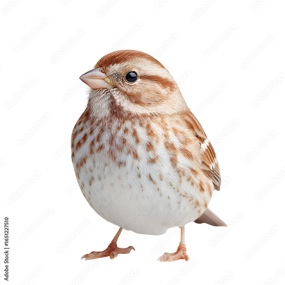 Naklejka premium Close-up of a Beautiful Sparrow Bird Standing on a White Surface
