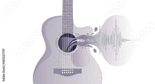 Abstract guitar and soundwave illustration