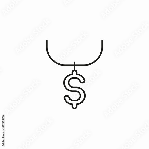 dollar sign necklace icon sign vector