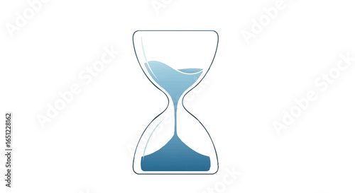 Hourglass with liquid time, a visual metaphor for time passing