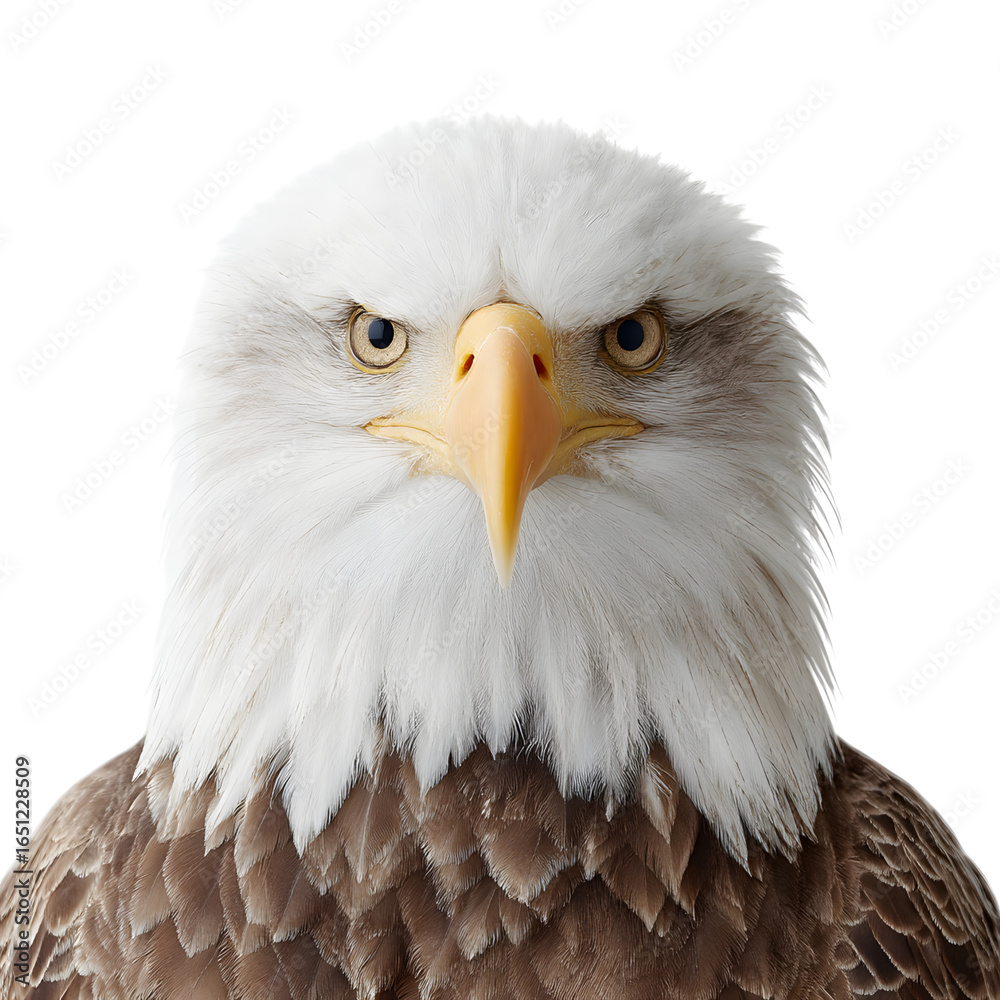 Obraz premium Majestic Bald Eagle Portrait Isolated on White Background