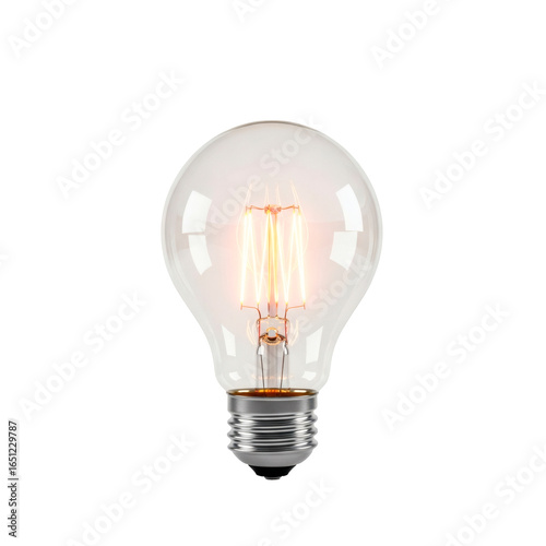 Illuminated led bulb on transparent background