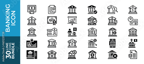 Set of banking and financial services icoms, isolated on white background