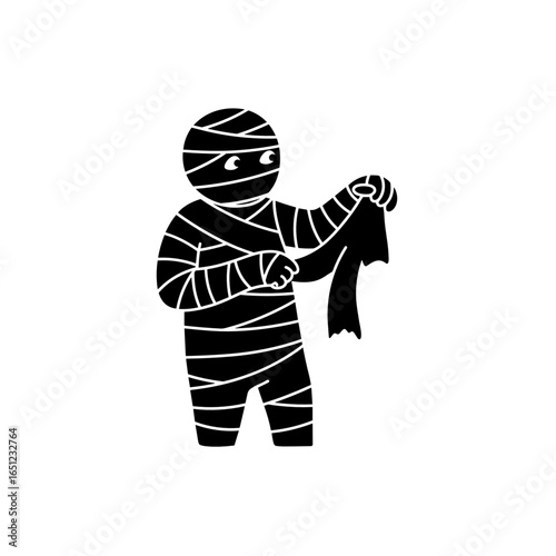 Mummy unwrapping bandages in a playful Halloween concept  