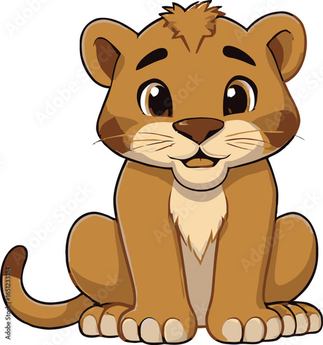 Cute cartoon a illustrator vector mountain lion