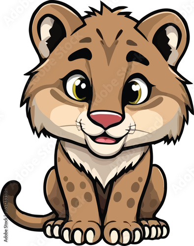 Cute cartoon a illustrator vector mountain lion