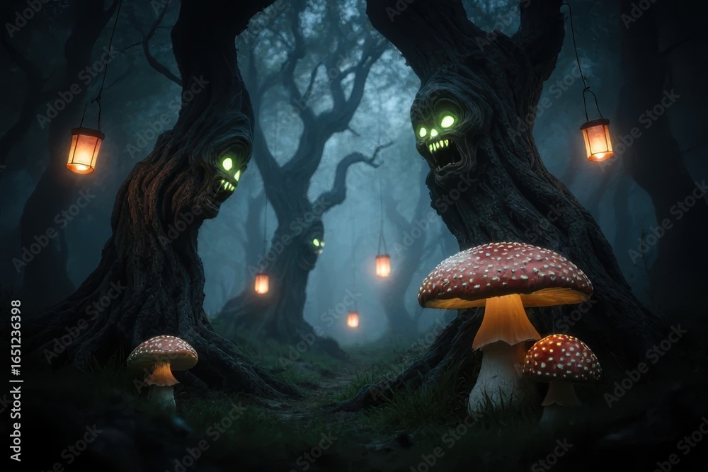 Fototapeta premium Mystical Forest with Spooky Trees