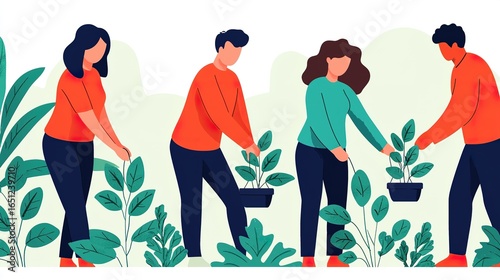 People engaged in a volunteer activity, helping community, compassion