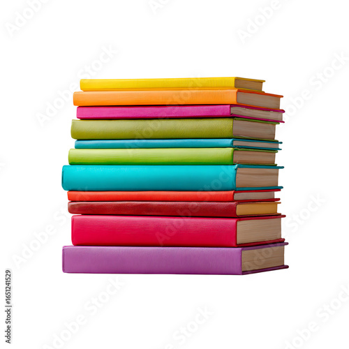 Wallpaper Mural Vibrant stack of colorful hardcover books offers a cheerful, modern aesthetic for educational or creative projects, bringing knowledge and imagination to life. Torontodigital.ca