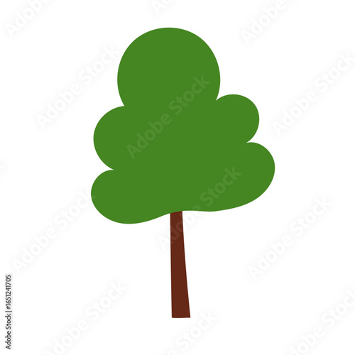 One simple tree. Drawing for kids background. Vector isolated on white