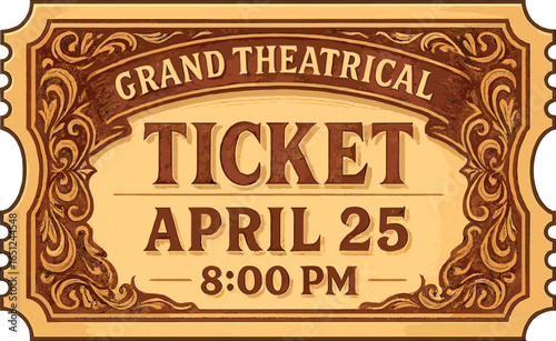 Vintage theater ticket design | retro admit one concept for events and collectors