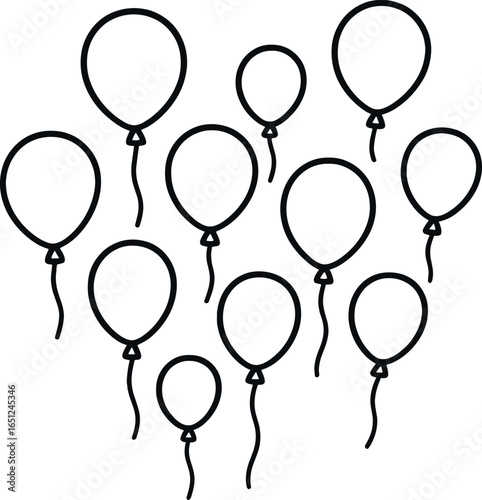 Floating balloons vector art: minimalist, simple design with elegant floating elements