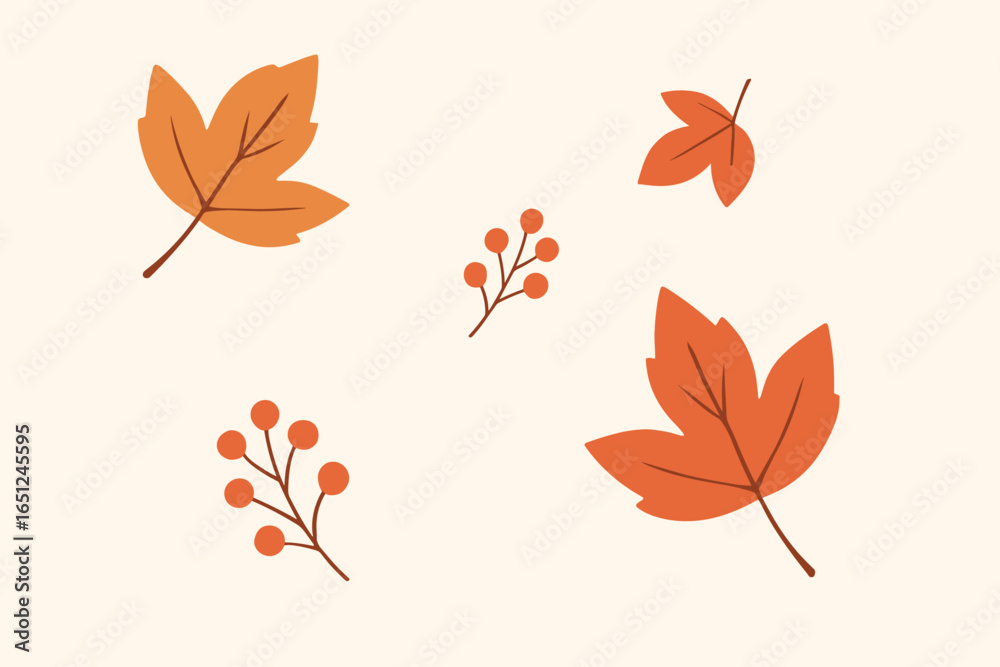 Fototapeta premium Minimalist autumn leaves vector – simple fall foliage design for seasonal projects