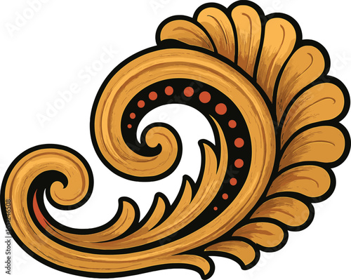 Elegant swirl motif vector: ornate curves, decorative design, flourish pattern art