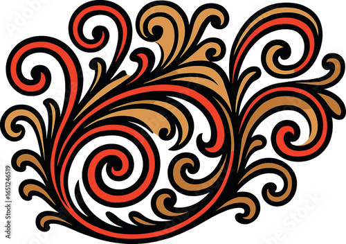 Flourish pattern vector: ornamental swirl design with decorative elements and elegant curves