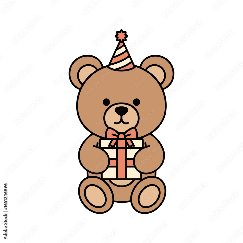 Obraz premium Birthday Teddy Bear with Present